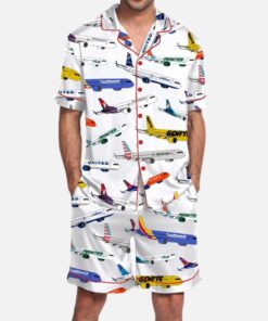 Airline Aircraft Satin Pajama Set For Men