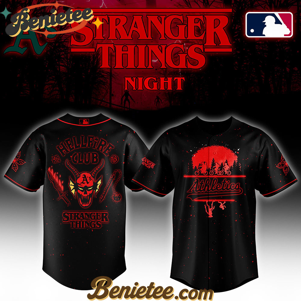 All Team MLB Athletics x Stranger Things Night Baseball Jersey Limited Edition - Image 2