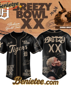 Alternative view of All Team MLB Detroit Tigers x Chris Brown Breezy Bowl XX World Tour 2025 Jersey Editions Limited, Custom Baseball Jersey, Breezy Bowl XX Stadium World Tour Baseball Jersey