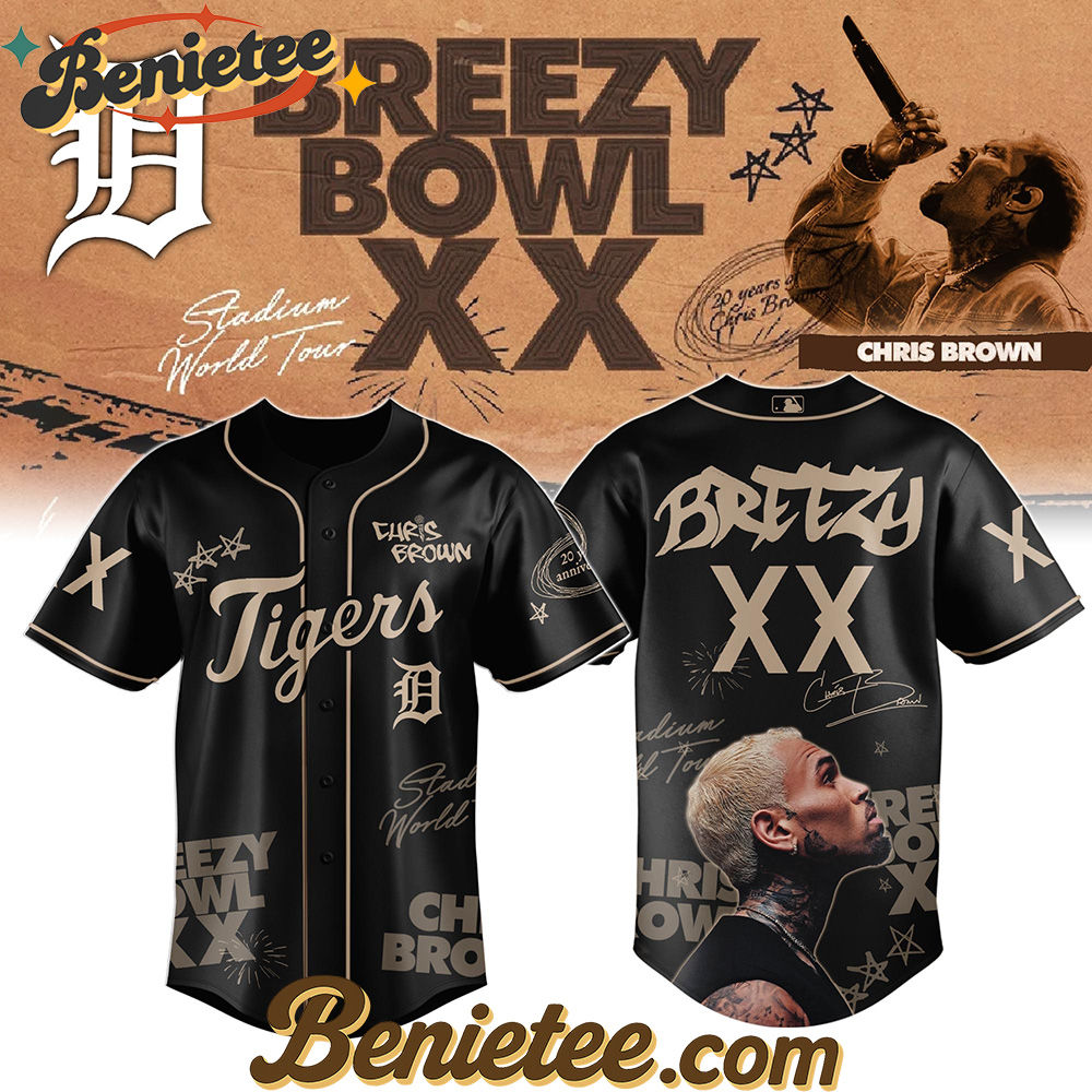 All Team MLB Detroit Tigers x Chris Brown Breezy Bowl XX World Tour 2025 Jersey Editions Limited, Custom Baseball Jersey, Breezy Bowl XX Stadium World Tour Baseball Jersey - Image 2