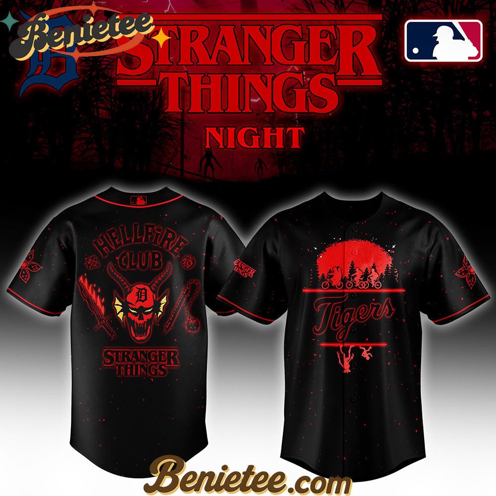 All Team MLB Detroit Tigers x Stranger Things Night Baseball Jersey Limited Edition - Image 2