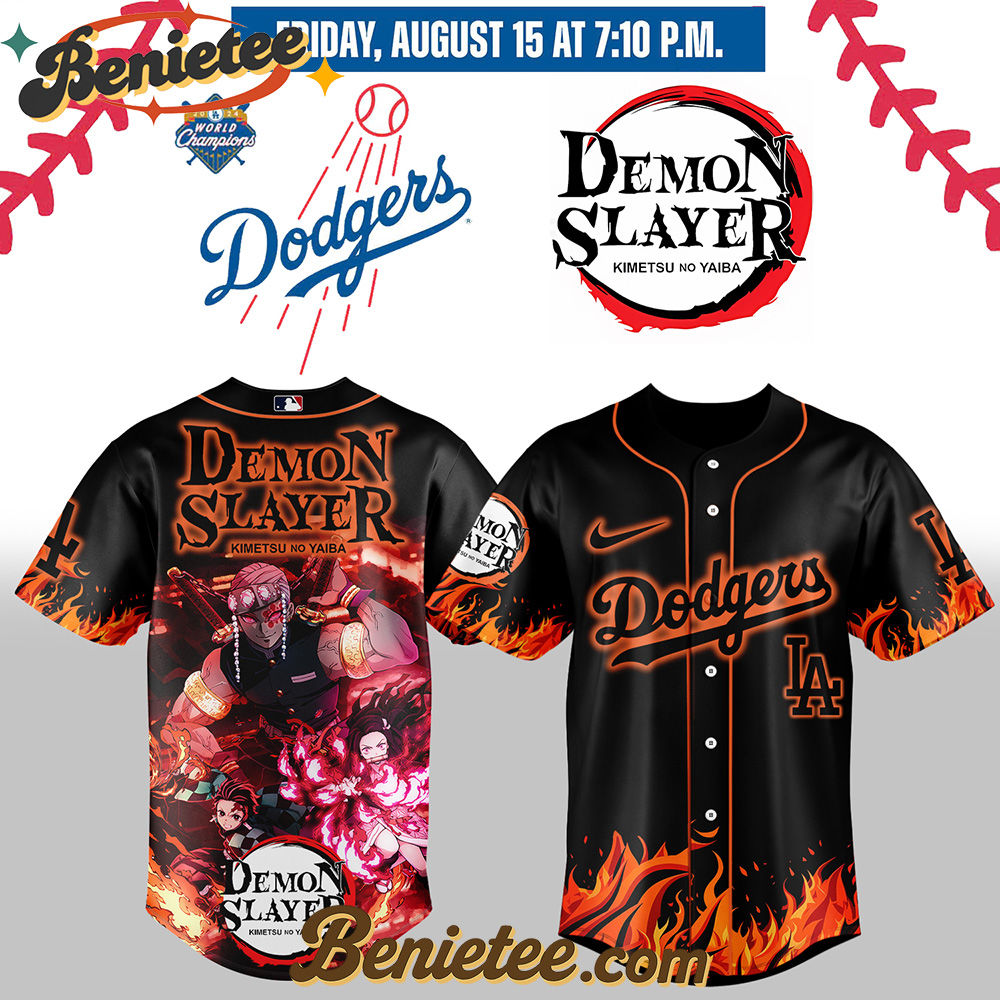 Los Angeles Dodgers x Demon Slayer Baseball Jersey 2025 v1, Custom Anime Trending, Gift For Anime Lovers
