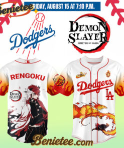 All Team MLB Los Angeles Dodgers x Demon Slayer Rengoku Kyōjurō Baseball Jersey 2025, Custom Anime Trending, Gift For Anime Lovers