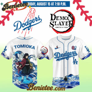 All Team MLB Los Angeles Dodgers x Demon Slayer Tomioka Giyu Baseball Jersey 2025, Custom Anime Trending, Gift For Anime Lovers