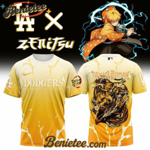 All Team MLB Los Angeles Dodgers x Demon slayer Agatsuma Zenitsu Tshirt v1, Custom Anime Trending, Gift For Anime Lovers