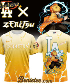 All Team MLB Los Angeles Dodgers x Demon slayer Agatsuma Zenitsu Tshirt v2, Custom Anime Trending, Gift For Anime Lovers