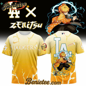 All Team MLB Los Angeles Dodgers x Demon slayer Agatsuma Zenitsu Tshirt v2, Custom Anime Trending, Gift For Anime Lovers