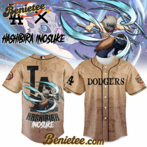 All Team MLB Los Angeles Dodgers x Demon slayer Hashibira Inosuke Baseball Jersey, Custom Anime Trending, Gift For Anime Lovers