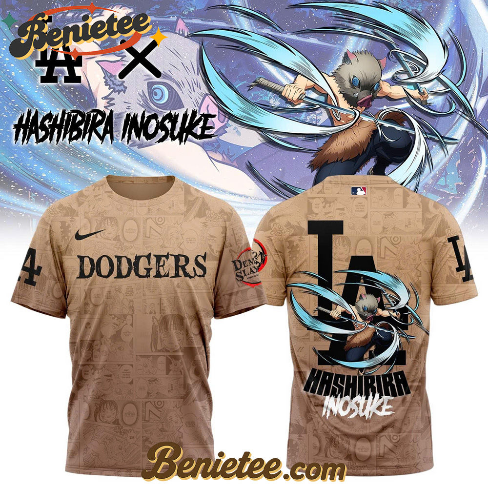 All Team MLB Los Angeles Dodgers x Demon slayer Hashibira Inosuke Tshirt, Custom Anime Trending, Gift For Anime Lovers
