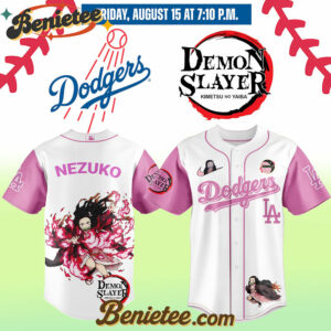 All Team MLB Los Angeles Dodgers x Demon slayer Kamado Nezuko Baseball Jersey v1, Custom Anime Trending, Gift For Anime Lovers