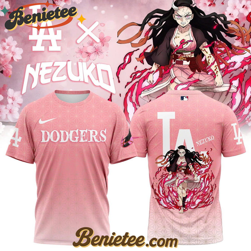 All Team MLB Los Angeles Dodgers x Demon slayer Kamado Nezuko Tshirt, Custom Anime Trending, Gift For Anime Lovers