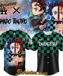All Team MLB Los Angeles Dodgers x Demon slayer Kamado Tanjiro Baseball Jersey, Custom Anime Trending, Gift For Anime Lovers