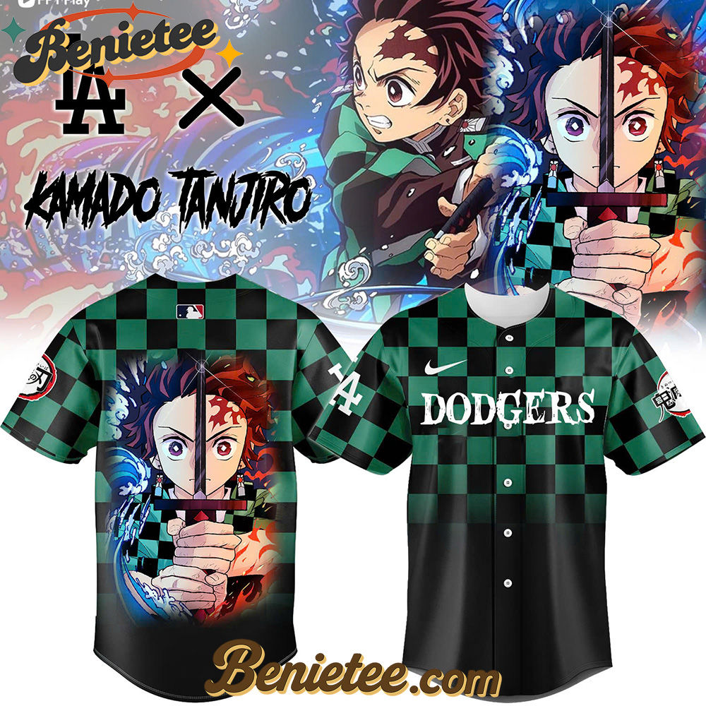 All Team MLB Los Angeles Dodgers x Demon slayer Kamado Tanjiro Baseball Jersey, Custom Anime Trending, Gift For Anime Lovers