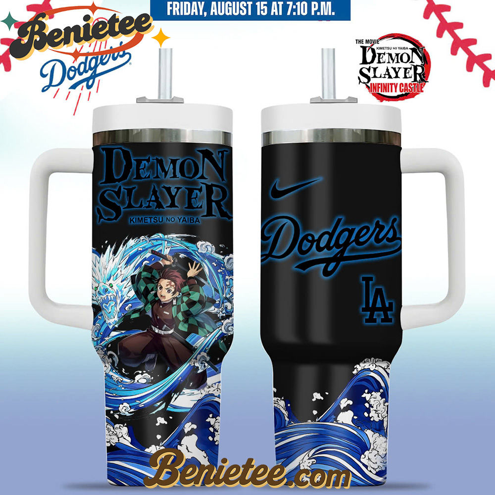 All Team MLB Los Angeles Dodgers x Demon slayer Stanley Tumbler 40oz v3, Custom Anime Trending, Gift For Anime Lovers