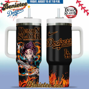 All Team MLB Los Angeles Dodgers x Demon slayer Stanley Tumbler 40oz v5, Custom Anime Trending, Gift For Anime Lovers
