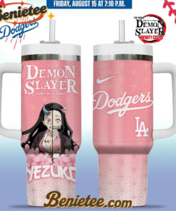 All Team MLB Los Angeles Dodgers x Demon slayer Stanley Tumbler 40oz v6, Custom Anime Trending, Gift For Anime Lovers