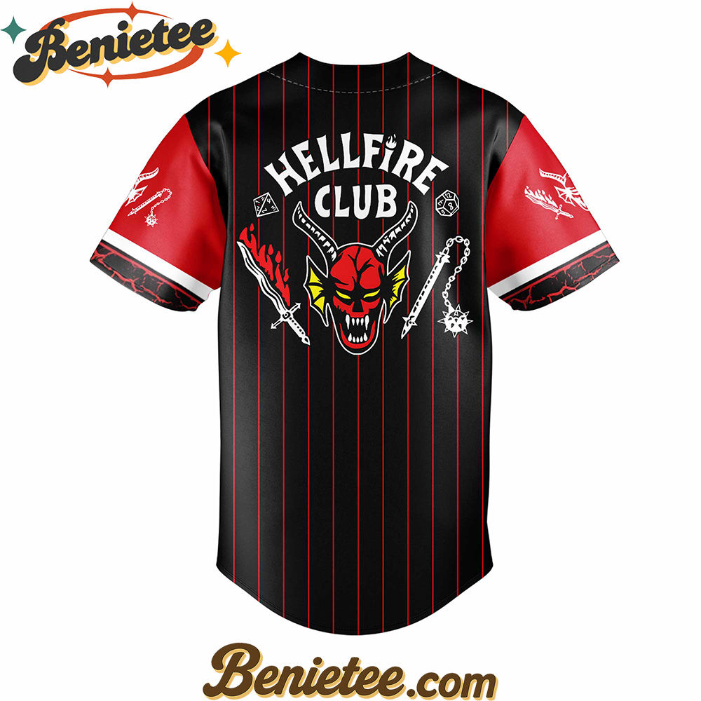 All Team MLB Los Angeles Dodgers x Hellfire Club Redline Pinstripe Stranger Things Baseball Jersey - Image 3