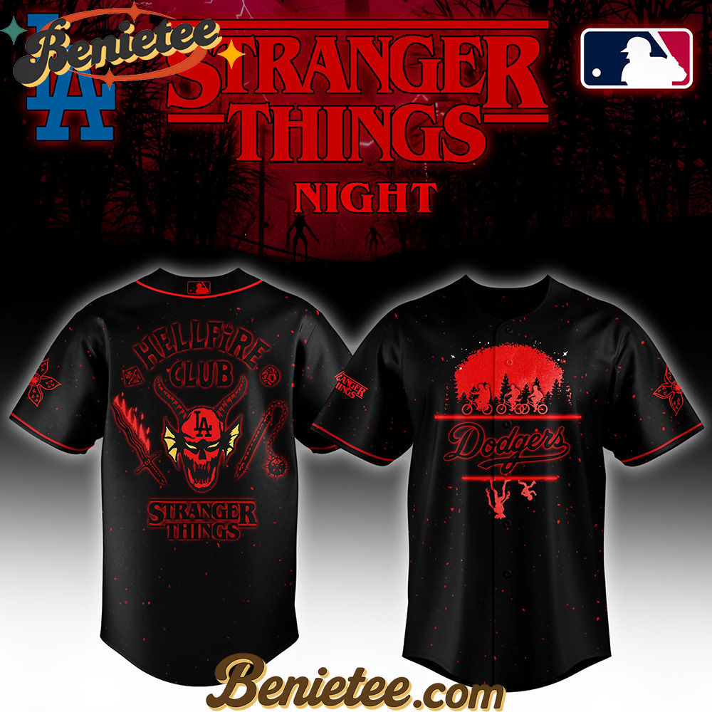 All Team MLB Los Angeles Dodgersx Stranger Things Night Baseball Jersey Limited Edition - Image 2