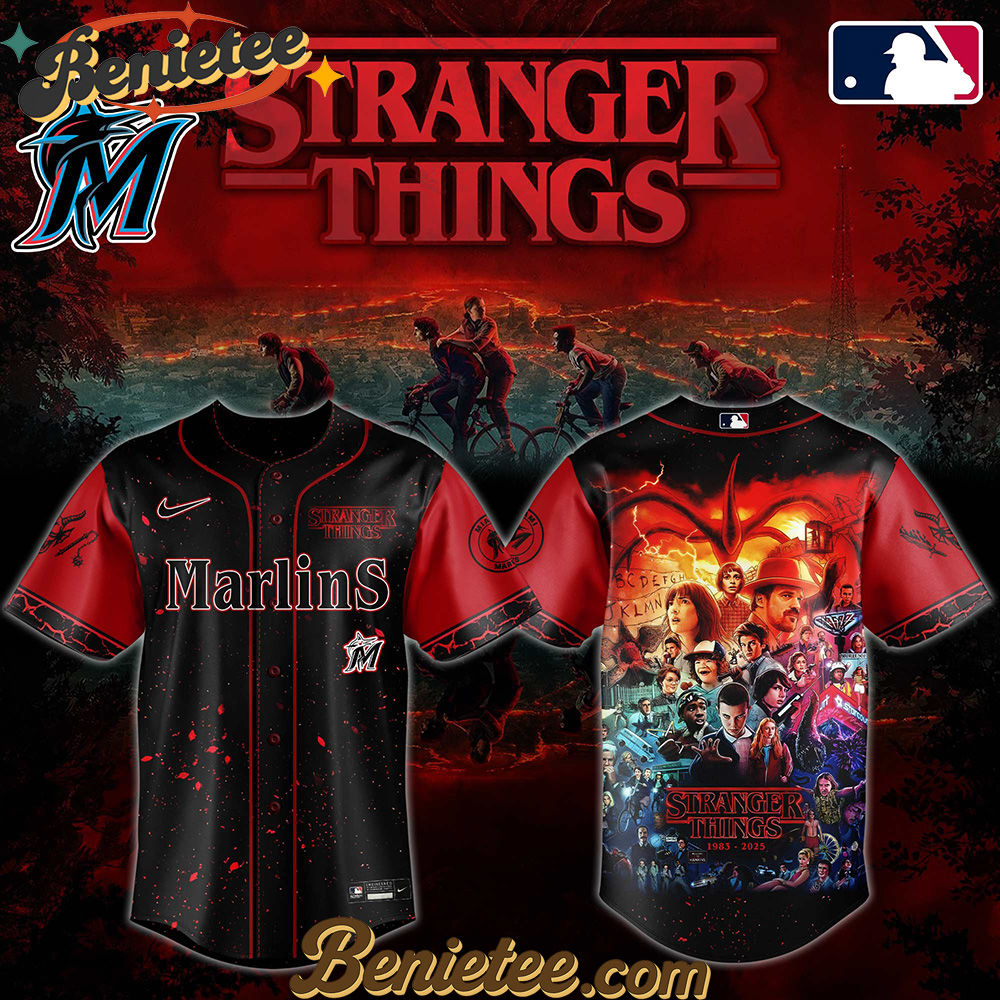 All Team MLB Miami Marlins x Stranger Things Baseball Jersey 2025 Editions Limited - Image 3