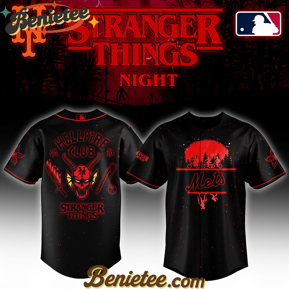 All Team MLB New York Mets x Stranger Things Night Baseball Jersey Limited Edition - Image 2