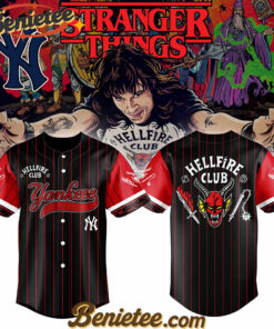All Team MLB New York Yankees x Hellfire Club Redline Pinstripe Stranger Things Baseball Jersey