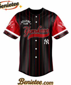 Alternative view of All Team MLB New York Yankees x Hellfire Club Redline Pinstripe Stranger Things Baseball Jersey
