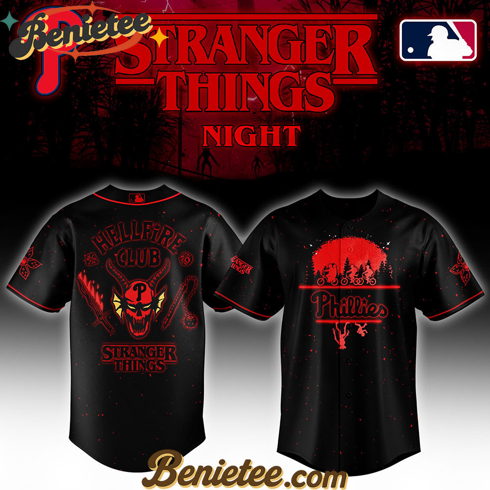 All Team MLB Philadelphia Phillies x Stranger Things Night Baseball Jersey Limited Edition - Image 2