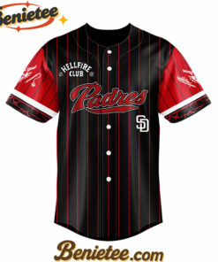 Alternative view of All Team MLB San Diego Padres x Hellfire Club Redline Pinstripe Stranger Things Baseball Jersey