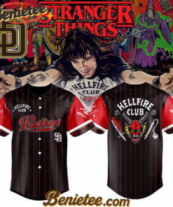 All Team MLB San Diego Padres x Hellfire Club Redline Pinstripe Stranger Things Baseball Jersey