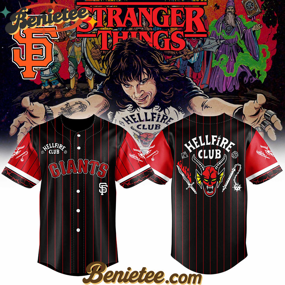 All Team MLB San Francisco Giants x Hellfire Club Redline Pinstripe Stranger Things Baseball Jersey