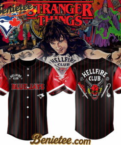 All Team MLB Toronto Blue Jays x Hellfire Club Redline Pinstripe Stranger Things Baseball Jersey