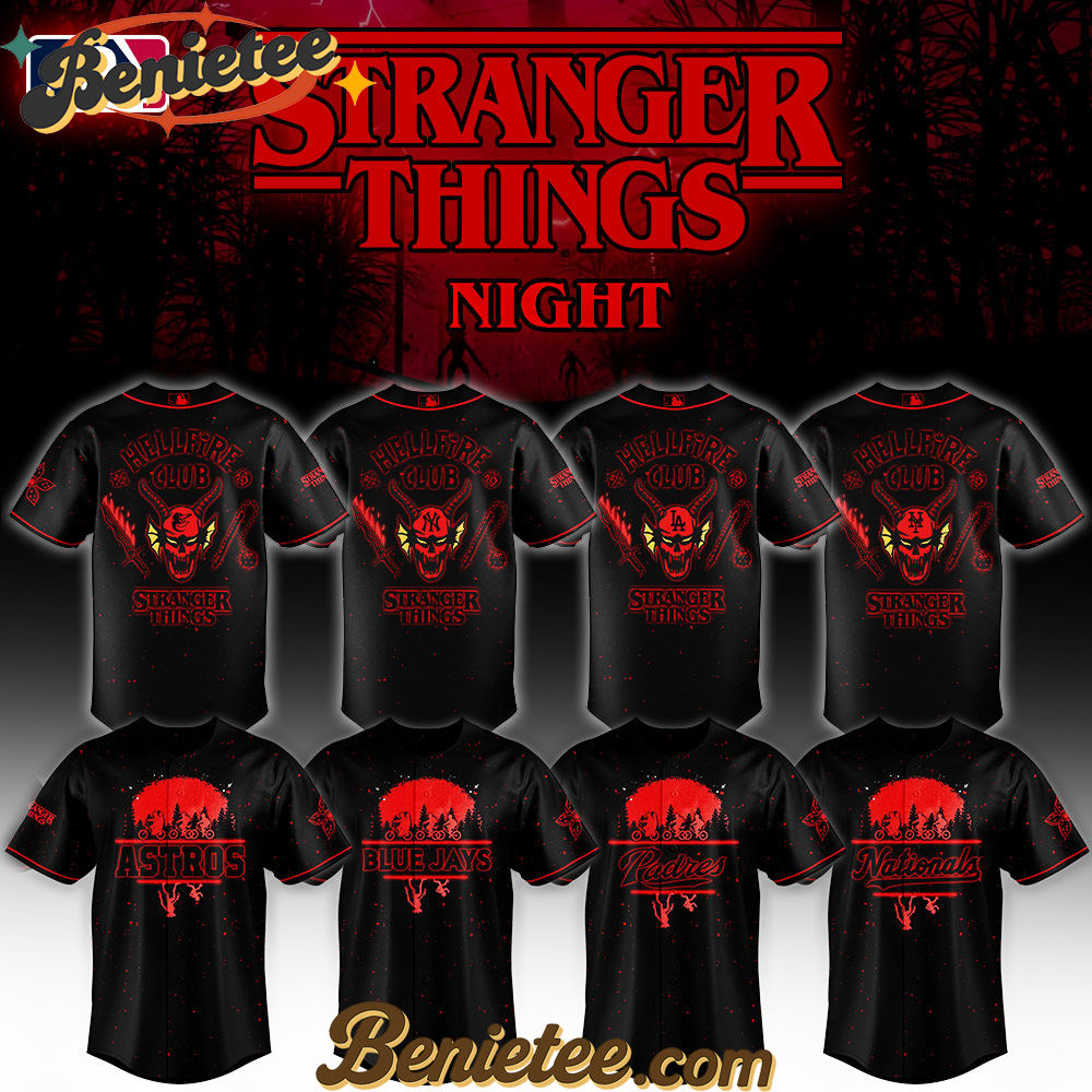 All Team MLB x Stranger Things Night Baseball Jersey Limited Edition