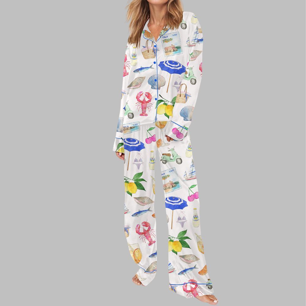 Amalfi Coast Italy Summer Pajama Set For Women - Image 3