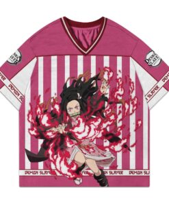 Alternative view of Anime Nezuko Print Football Jersey, Anime Lover, Demon Slayer Crewneck
