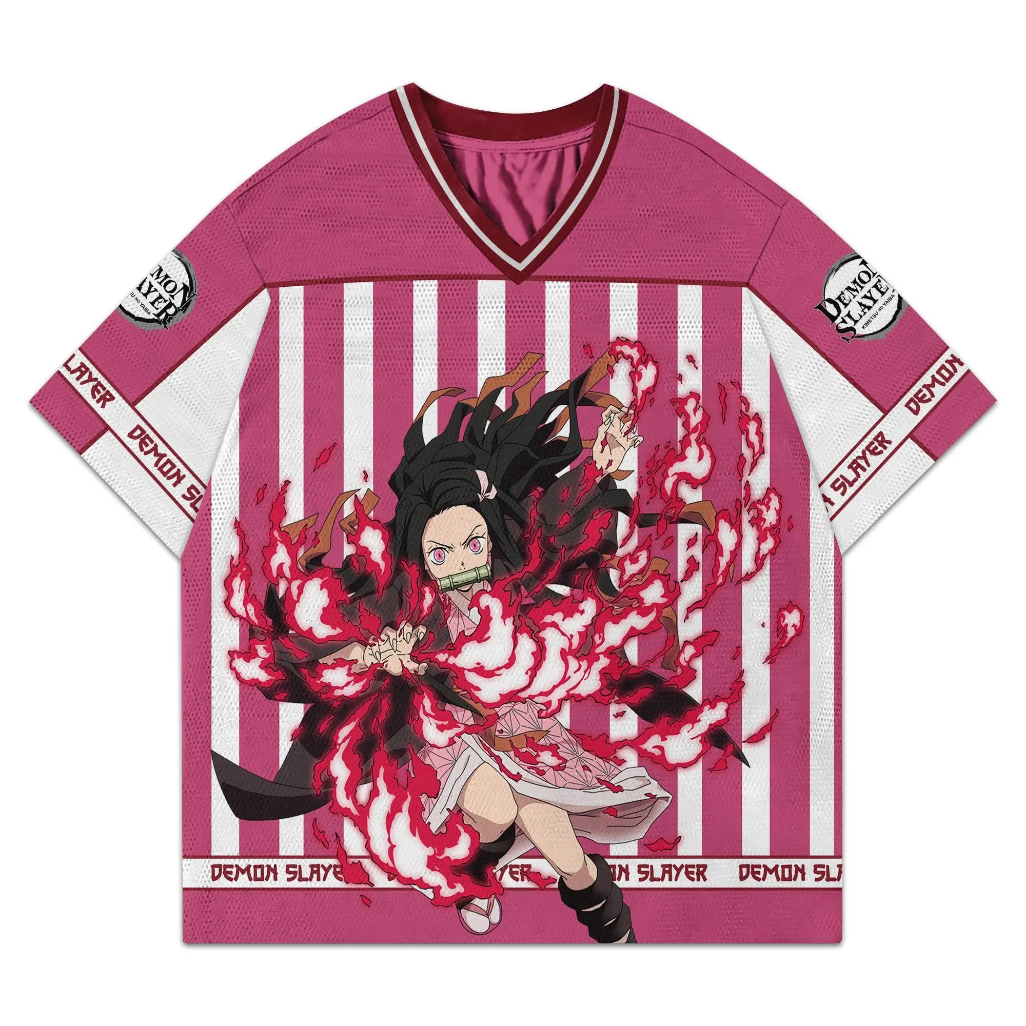 Anime Nezuko Print Football Jersey, Anime Lover, Demon Slayer Crewneck - Image 2