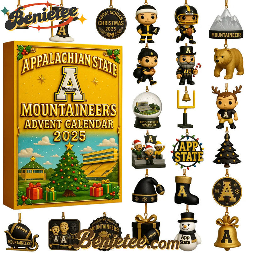 Appalachian State Mountaineers Advent Calendar, Christmas Countdown Advent Calendar Gift Box with 24 Acrylic Ornaments - Image 2