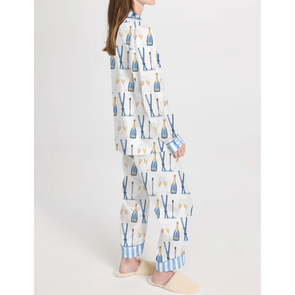 Apres Ski Champagne Pattern Pajama Set For Women - Image 2