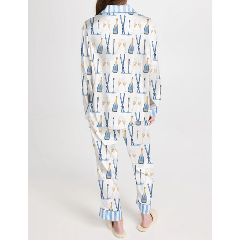 Apres Ski Champagne Pattern Pajama Set For Women - Image 3