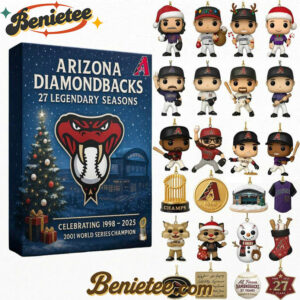 Arizona Diamondbacks Advent Calendar 2025 27th Anniversary Christmas Gift, Christmas Idea, Christmas Countdown Advent Calendar Gift Box with 24 Acrylic Ornaments