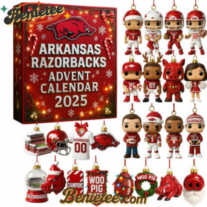Arkansas Razorbacks Advent Calendar 2025, Christmas Countdown Advent Calendar Gift Box with 24 Acrylic Ornaments