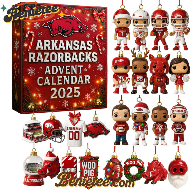 Arkansas Razorbacks Advent Calendar 2025, Christmas Countdown Advent Calendar Gift Box with 24 Acrylic Ornaments