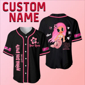 Custom Karol G Sublimation Baseball Jersey, Pink Karol G Bichota Jersey, Devil Angel Baseball Jersey