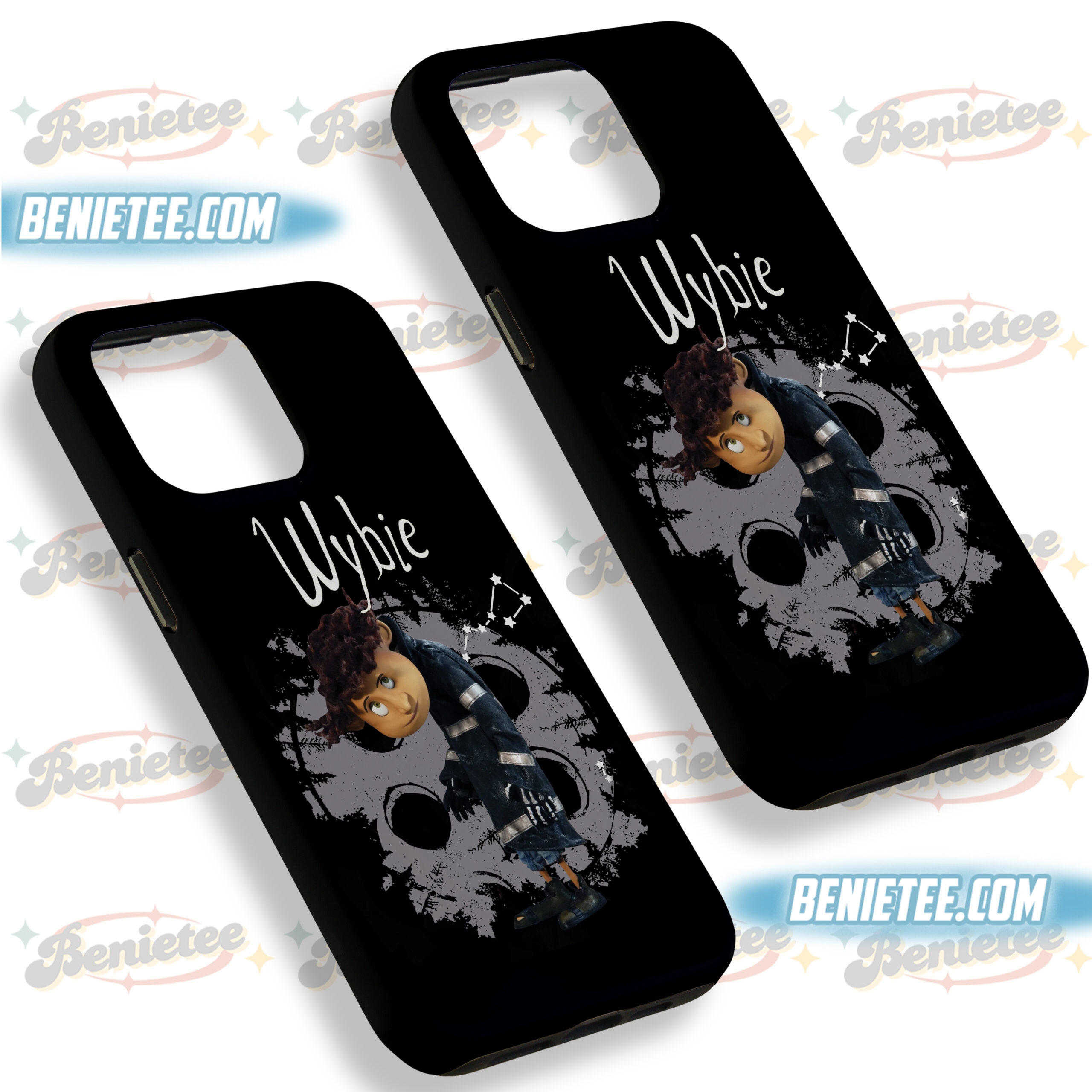Wybie and Coraline Couple Couple Tough phone Case, Valentine Movie Gift, Coraline Yellow Coat Phone Cover - Image 2
