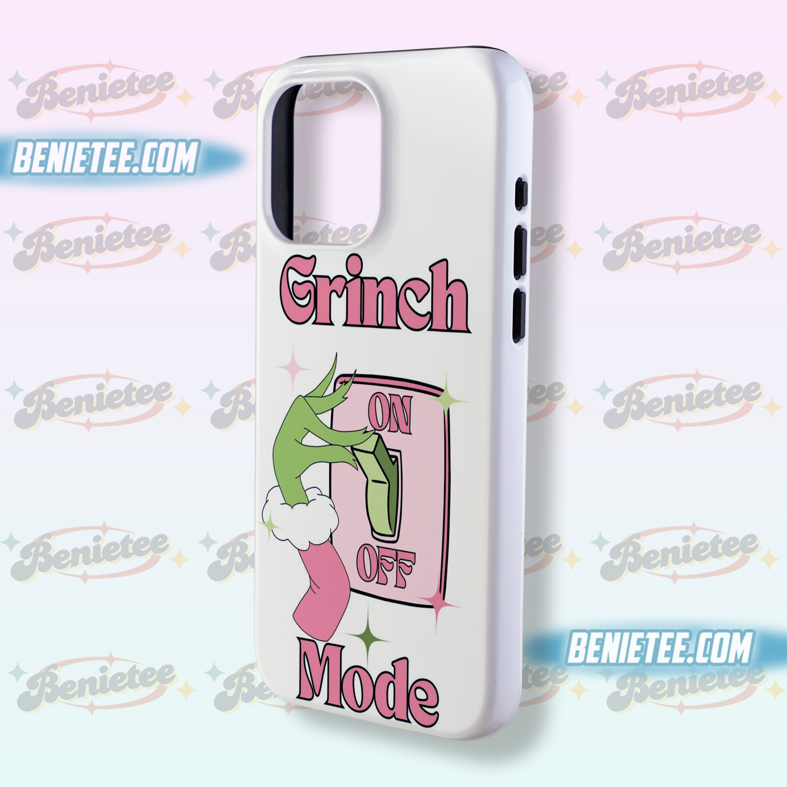 Grinch Pink Christmas Phone Cover, Grinch ON/OFF Mode Case Iphone, Gift For Christmas - Image 3