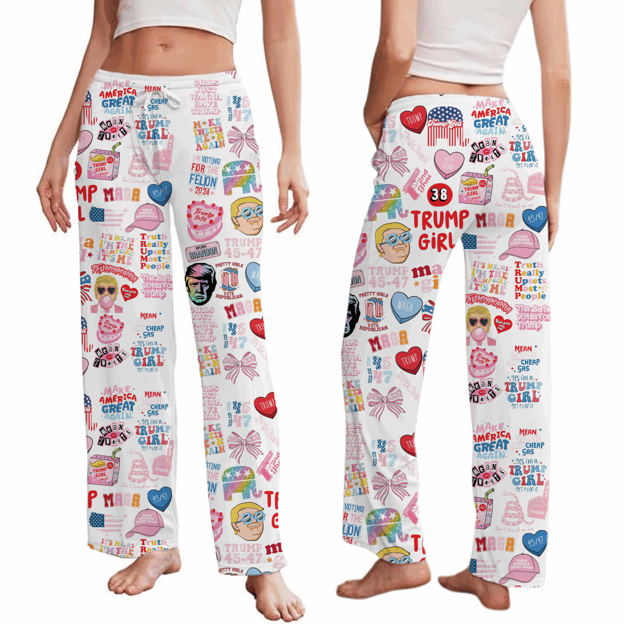 Trump Girl Pajamas, Humorous Trump Maga Pajama Pants, Trump Pajamas Couple, Make America Great Again Sleepwear - Image 3