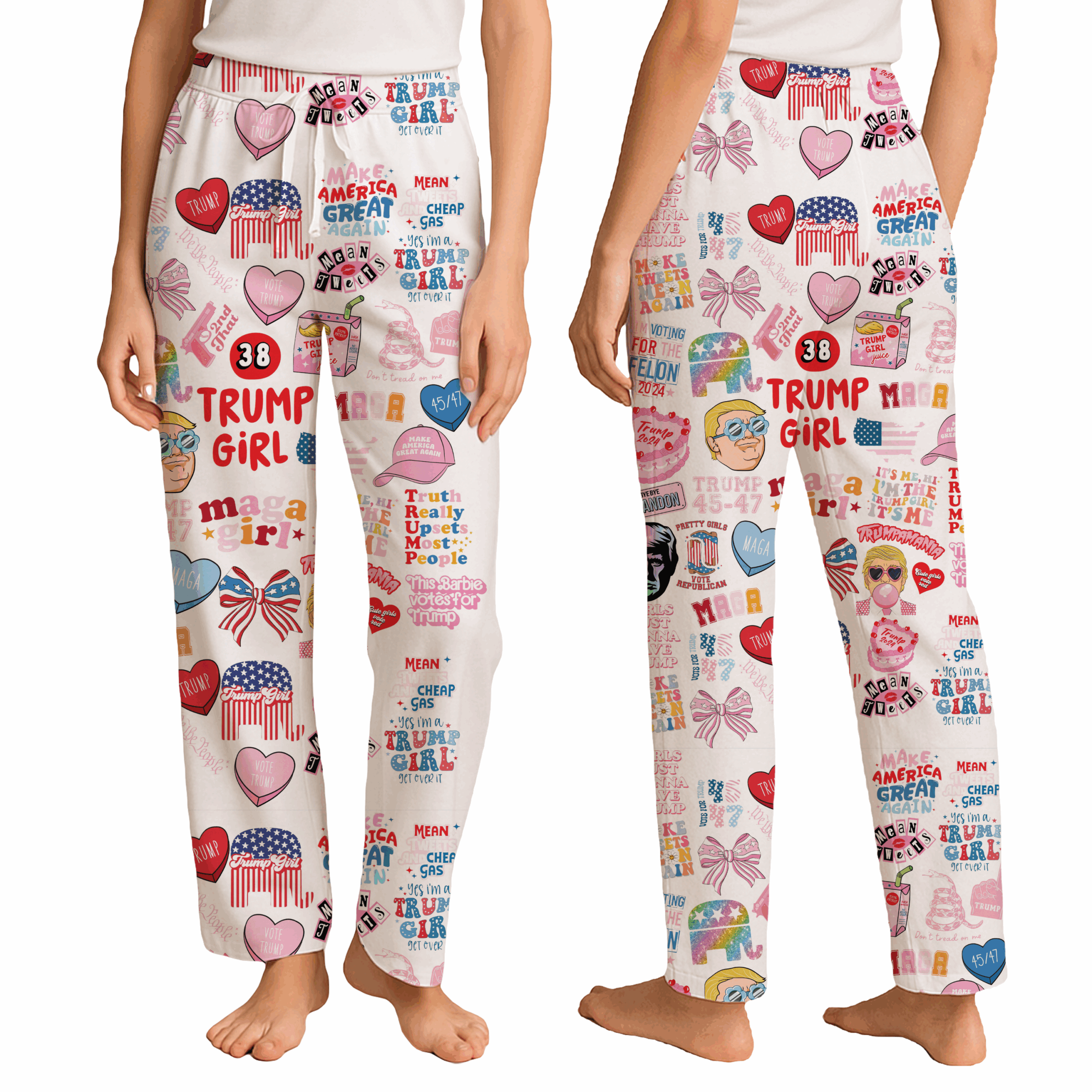Trump Girl Pajamas, Humorous Trump Maga Pajama Pants, Trump Pajamas Couple, Make America Great Again Sleepwear