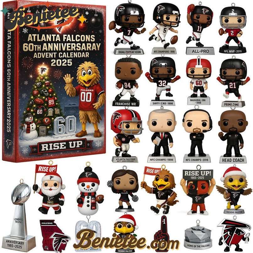 Atlanta Falcons Advent Calendar 2025 60th Anniversary Christmas Gift, Christmas Idea, Christmas Countdown Advent Calendar Gift Box with 24 Acrylic Ornaments
