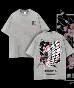 Alternative view of Attack On Titan Anime Unisex Tee Wings Of Freedom AOT Shirts - Eren Acid Wash Shirt Graphic Tee Casual Menswear Soft Top Sweater, Hoodie AOT