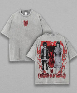 Alternative view of Attack on Titan Anime Shirt Double-Sided Washed Manga Top Viral Anime Streetwear Unisex Heavyweight Otaku Tee for Him