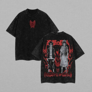 Attack on Titan Anime Shirt Double-Sided Washed Manga Top Viral Anime Streetwear Unisex Heavyweight Otaku Tee for Him